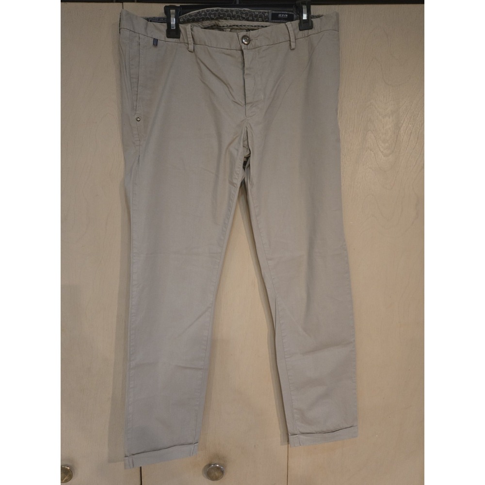 A.T.P.CO Men's Chino Pants Beige Khaki Flat Front Casual Italy 36x28